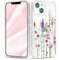 Gronda for iPhone 13 Case Clear with Screen Protector & Camera Lens Protector, Pink Floral Pattern Design Shockproof Soft TPU Cover Slim Protective for Girls Woman iPhone 13 Cases Flower