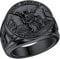 FaithHeart Schwarz Saint Michael Fingerring, Erzengel Schutzpatron Bandring Siegelring für Geburtstag Jahrestag Ordination