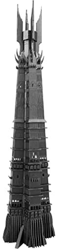 Fascinations ICX236 Metal Earth Metallbausätze - Herr der Ringe Isengart Turm Orthanc, lasergeschnittener 3D-Konstruktionsbausatz, 3D Metall Puzzle, DIY Modellbausatz mit 3 Metallplatinen, ab 14 Jahre