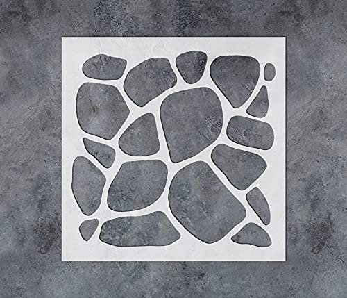 GSS Designs Stone Stencils for Painting on Wood Wall Canvas Floor Crafts Stone Wall Stencil 12x12 Inches Reusable DIY Art Craft Stencils for Background