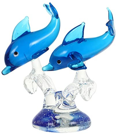 jojofuny Delphin-Ornament Delfin-briefbeschwerer Aus Glas Glasfiguren Delphin-gartenstatue Paarverzierung Mini-Delfin Delphin-Figur Delfinfigur Aus Kristall Tier Glasfische Liebhaber