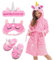 Piefry Peignoir Doux Fille Licorne Robes de Chambre à Capuche pour Filles avec Pantoufles de Licorne - Cadeaux pour Filles (Étoiles Roses, 4-5 ans)