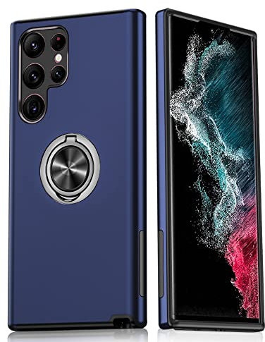 LeYi per Cover Samsung Galaxy S22 Ultra (Non S22 Plus/S22), Custodia Antiurto Militare Supporto Anello Robusta TPU Silicone Bumper Case Custodie per Samsung S22 Ultra Blu