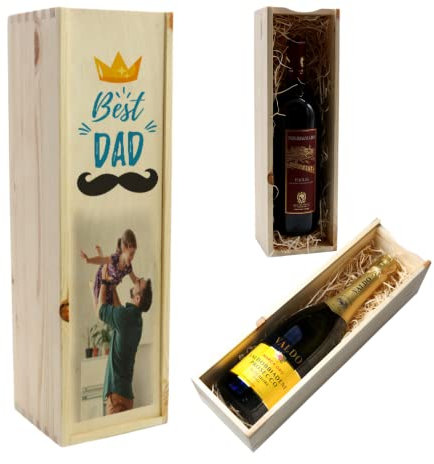 Generico Scatola Portabottiglie di Vino in Legno Personalizzata, Cassetta Cofanetto per Vino Spumante Champagne Personalizzabile con Logo Foto Testo, Elegante Idea Regalo