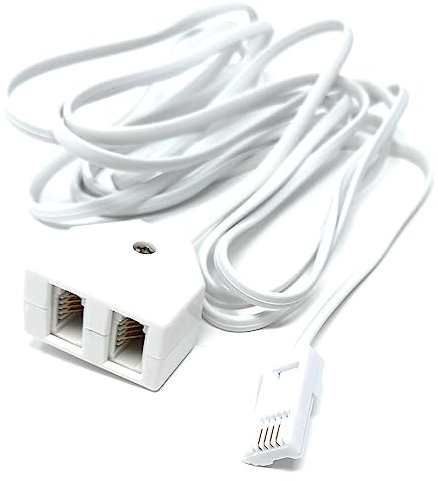 3M Twin Extension Lead - One BT Jack to Two BT Sockets, Double Telephone Splitter Cable, 10ft