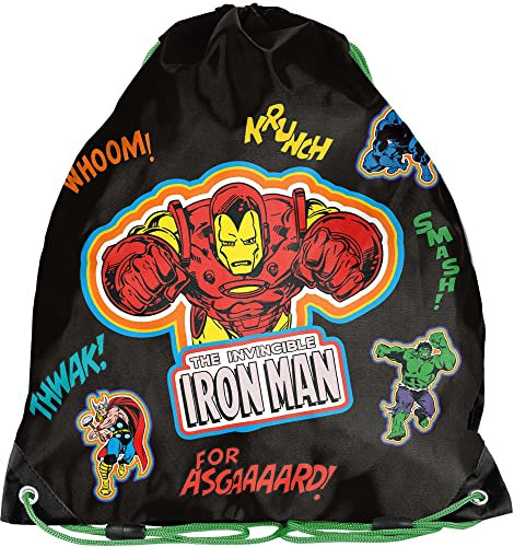 PASO Iron Man Shoe Bag, Black, Clothes Bag, Black, 38 x 34 cm, Designer