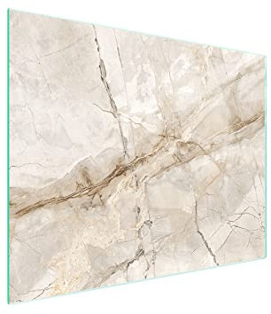 DarHaus Planche à découper en verre Ceranfeld 1 pièce 52 x 40 cm, plaque de découpe en verre, protection anti-éclaboussures, plaque en verre universelle, cuisine, Marbre Beige
