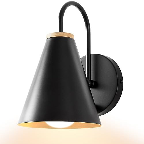ENCOFT Wandlampe mit Schalter Wandleuchte Dimmbar E27 Wandlampen Innen Schwarz, Dimmbare Vintage Wandleuchten für Schlafzimmer Wohnzimmer Flur (Keine GlüHbirne)