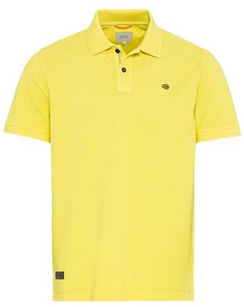 camel active Herren Pique Kurzarm Poloshirt in Regular Fit aus Reiner Baumwolle Gelb, Menswear-L