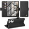 Giyer Handyhülle für iPhone 15 Pro Max Hülle mit Schutzfolie, Standfunktion Kartenfach Wallet Premium Leder Schutzhülle für iPhone 15 Pro Max 2023 Flip Case Cover Tache Stoßfeste Klapphülle (Schwarz)