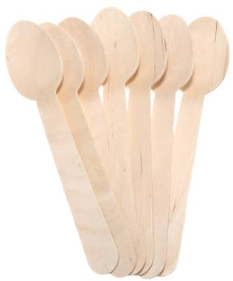 SOLEPLASTIC Cuillères en bois jetables cuillères en bois 100% biodégradables et compostables L16 cm (5000)