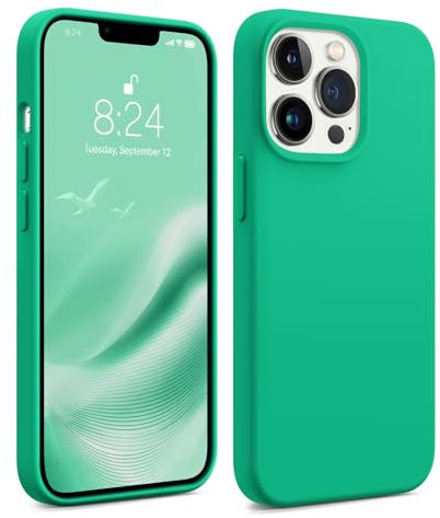 AOTESIER Magnetic for iPhone 13 Pro Phone Case, [Compatible with MagSafe][Military Shockproof Protection] Silicone Case with Soft Microfiber Lining, Camera & Screen Protection 6.1 inch, Emerald Green