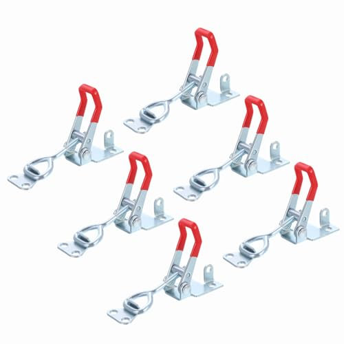 sourcing map 6Pcs Toggle Latch Clamp, 5 Inch Iron Adjustable Toggle Clamp 400lbs Holding Capacity Pull for Box Case Gate Cabinet
