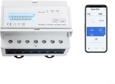 Drei-Phasen-Elektro-Energiezähler, Solar PV 3-Phasen Bi-Richtungs Zwei-Wege für Tuya Smart WiFi Energiezähler, 0,25 –80 Ampere DIN-Schienen-Leistungsmesser, LCD-Display Mit Hintergrundbeleuchtung