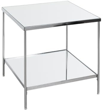 HAKU Möbel Beistelltisch, Chrom, Metall, Spiegel 5 mm - Maße: B 45 x H 46 x T 45 cm, Style: Art Deco