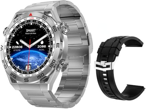 SUUNY 2023 DT Ultra Mate Smart Watch Uomo 454 * 454 HD Screen Orologio da polso Bluetooth Chiamata Bussola GPS Tracking NFC ECG 100+ Modalità Sportiva (metallo nero)