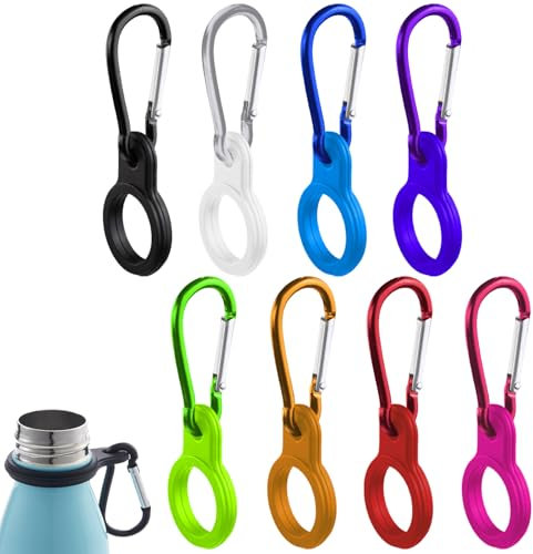 FUIPVGI 8 Pcs Silicone Water Bottle Buckle Clips Holder with Carabiner Belt Clip for Cycling (Colorful)