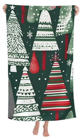 BREAUX Toalla de microfibra con estampado de árboles de Navidad, toalla de baño de secado rápido para hombres y mujeres, esencial para los amantes de la playa