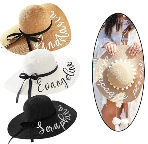 Personalisierte Sonnenhut Mit Namen, Sonnenhut Strohhut Damen, Sommerhut Stroh Faltbar, Sommer Strand Hüte, Strandgeschenk Sommerhut Für Strand (DE/NL/SE/PL, Alphanumerisch, Einheitsgröße, Strandhut)