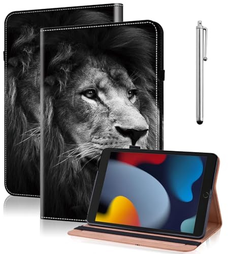GLANDOTU Case for iPad 9th/8th/7th Generation (2021/2020/2019 Model, 10.2 inch) (Auto Sleep/Wake),Multi-View Slim Patterned Tablet Cover with Stand for 10.2 inch iPad Case -Lion