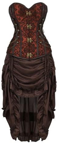 corsagenkleid Leder Corsage Kleid Korsett Piraten Rock Kostüm Piraten Spitzenrock und Bluse Halloween Halloween-Kostüme Halloween Kostüm Damen