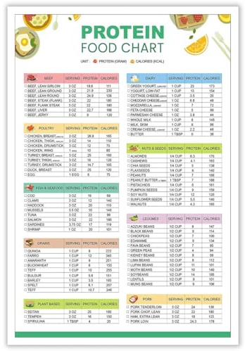 Beshdomp Modern Protein Food Chart Posters High Protein List And Low Carb Keto Chart Canvas Wall Art Healthy Food Aesthetic Prints Painting For Home Bedroom Dorm Wall Decor 12x16in Unframed