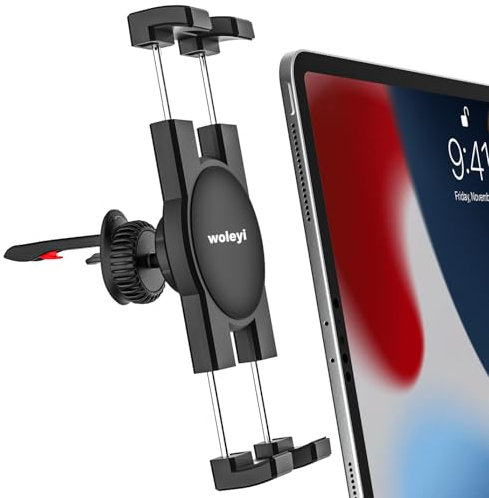 woleyi Tablet Halterung Auto Lüftung, KFZ Tablethalterung Lüftungsgitter Drehbar, Handy und Tablet Halterung Auto Cockpit für iPad mini Air Pro, Galaxy Tab, Kindle, Fire, iPhone, 4-13