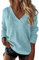 Jersey Punto Mujer Suéter Mujer Cuello Pico Jersey Mujer Otoño Jerseys Finos Mujer Suéter De Manga Larga Con Cuello En V De Color Liso Para Mujer SuéTer Fino Mujer Manga Larga