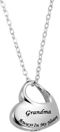 sourcing map Heart Cremation Necklace for Ashes Grandma, Urn Ash Memorial Cremation Necklaces Waterproof Keepsake Pendant with Funnel Kit for Ashes of Loved Ones (Silver Tone)