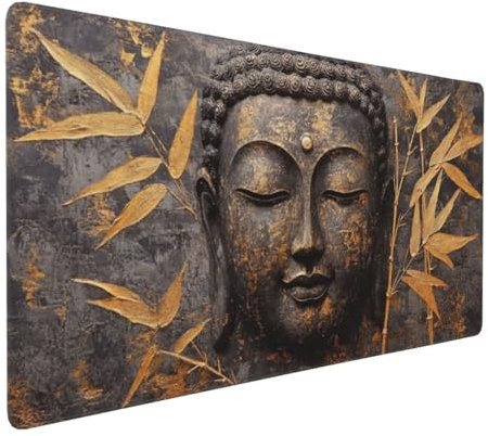 Tapis de Souris 50x25 cm Grand Tapis Souris XXL, Le Zen Tapis de Souris Bureau Gamer, à Bords Cousus, Base en Caoutchouc Antidérapante, sous Main pour Clavier et Souris, Decoration Maison E-123