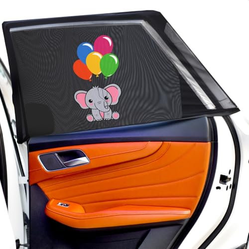 JELLYBABABABY Window Shades for Baby with UV Protection – Sun Shade for Children with Cute Animal Motifs, 38 x 18, Set of 2