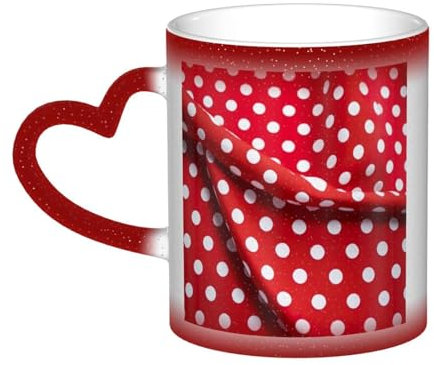 Rich&Rabbit Mug magique en céramique sensible à la chaleur avec imprimé à pois rouges et blancs