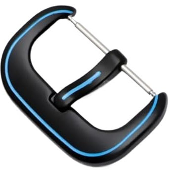 HUTBUVEAW Uhrenzubehör Superior 24 mm mehrfarbige Edelstahl-Uhrenschnalle Metallstiftverschluss for Friday Gummi-Leder Seven-Uhrenarmband(Blue ine)