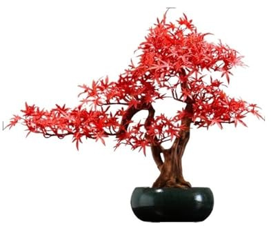 GLigeT Kunstpflanze Bonsai Künstlicher roter Ahorn-Bonsai-Baum mit Töpfen, Hotel-Desktop-Landschaftsbau, gefälschte Pflanzendekoration Künstliche Pflanzen