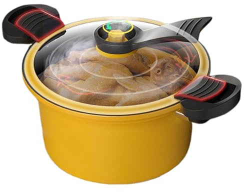 Pressure Pot, 3.5L Time-Saving Stockpot with Clear Lid & Double-Ear Lock, Multi-Use Small Pressure Cooker with Handle & Relief Valve, Non-Stick for Stewing, Steaming, Slow Cooking