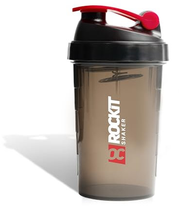 ROCKITZ Protein Shaker | garantiert auslaufsicher | patentiertes Mischsystem | Shaker Proteinpulver - Eiweiß Shaker | Made in Germany | Fitness Trinkflasche | BPA frei (Schwarz | Rot, 650ml)
