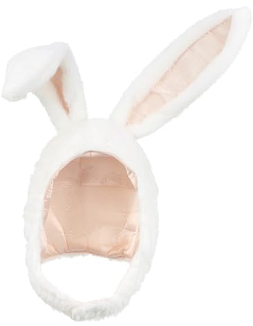 ERINGOGO Plüsch Kaninchen Mütze mit Beweglichen Ohren Cartoon Tierhut für Frauen Mädchen Witziger Bunny Hut als Fotorequisite und Strapazierfähig Weiß