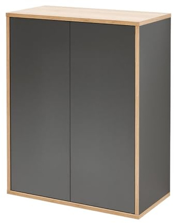 BadeDu Minho Midischrank – 60 cm in Anthrazit/AST-Eiche Optik, skandinavischer Stil mit innovativem Push-to-Open System und cleverer Innenaufteilung