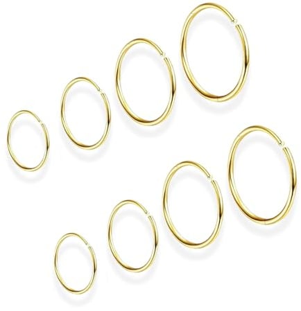 fKiZanthene Nasenpiercing Ring Gold Edelstahl 8 Stück 4 Größen 6mm 8mm 10mm 12mm für Damen Herren Nase Ohr Lippe Septum