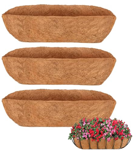 3pcs Coco Coir Trough Liners 30 Inch Wall-mounted Planter Liners Coconut Fiber Hanging Baskets Liners Brown Trough Liners for Garden Boxes Veg Trug Window Boxes Walls Gardens Balconies & Window Sills
