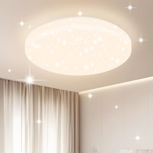 ZMH Deckenlampe LED Deckenleuchte Schlafzimmer - Ø21cm Schlafzimmerlampe Sternenhimmel 15W Flurlampe Neutralweiß Küchenlampe Rund Flur Deckenbeleuchtung Sternendekor für Kinderzimmer Esszimmer