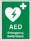 VSafety, cartello di primo soccorso con scritta “AED Emergency Defibrillator” (lingua italiana non garantita), autoadesivo, verticale, 150 mm x 200 mm, colore verde, 31034AN-S