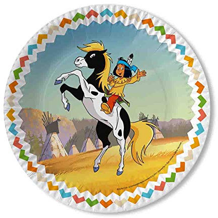 8 Teller * YAKARI * für Kinderparty und Kindergeburtstag von DH-Konzept // Indianer Indianerjunge Sioux Kleiner Donner Pappteller Partyteller Party Set
