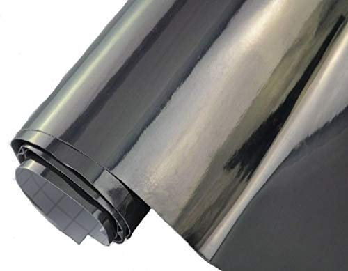 Neoxxim 8.56€/m2 Premium - Auto Folie - Chrom SCHWARZ Glanz GLÄNZEND 1200 x 150 cm - blasenfrei mit Luftkanälen ca. 0,15mm dick