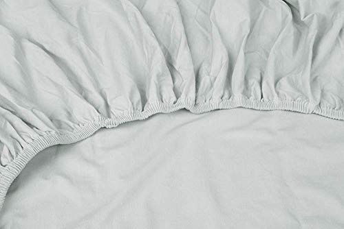 Kayori Shizu Perkal Spannbettlaken 40cm Steg Größe 180-200x200-220cm Farbe Silbergrau Uni Einfarbig Topper Boxspringbett Baumwolllaken Betttuch Percale-Baumwolle Spannbetttuch