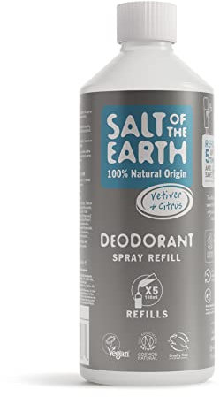 Salt Of The Earth Natürliches Deospray Nachfüllpack für Männer, Pure Armour Vetiver & Zitrus - Vegan, Langanhaltender Schutz, 500 ml