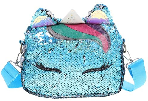 VALICLUD Frauen Mädchen Einhorn Pailletten Tasche Glitzer Crossbody Geldbörse Umhängetasche für Kinder Kleine Mädchen
