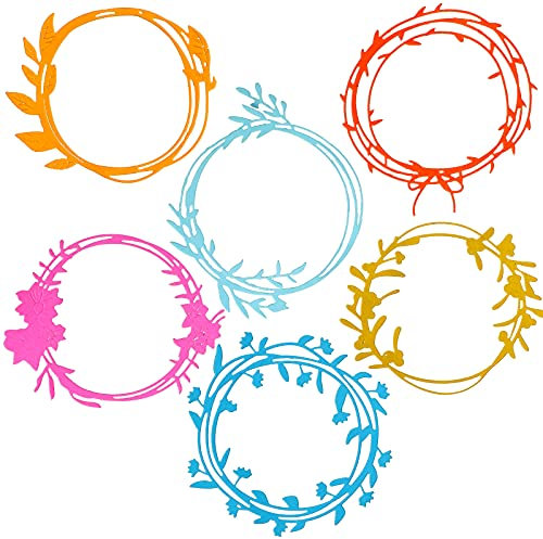 6 Stück Kranz-Stanzformen für Kartenherstellung, Metallkreise, runde Blumen-Stanzformen für Papierbastelarbeiten, Bordürenschablonen für Kartenherstellung, Zubehör, Basteln, 6 Stile