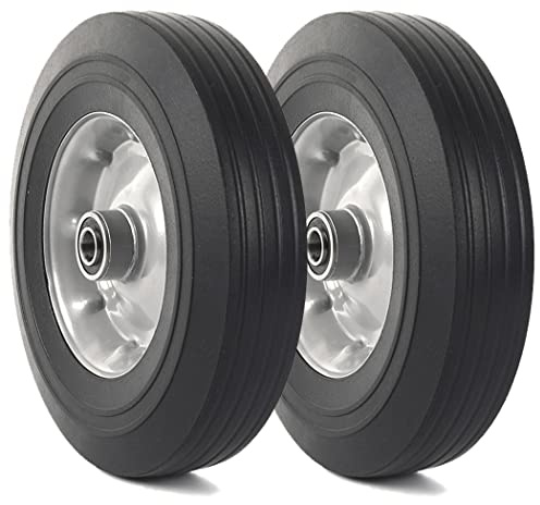 AR-PRO (2-Pack) 10 x 2.5 Flat Free Solid Rubber Replacement Tires - Flat-Free Tire and Wheel for Hand Trucks and Wheelbarrows with 5/8 Axles