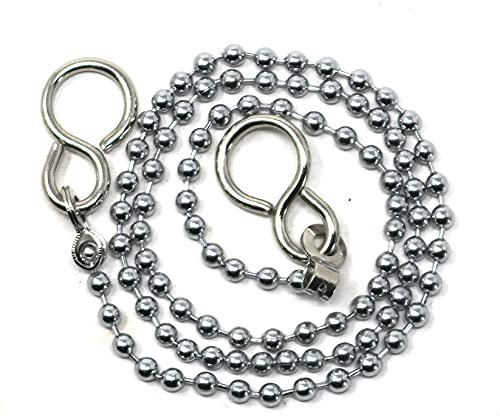 fiXte Ball Type Replacement Bath Sink Chain with Fitted S Hook Chrome Plated 450mm (18)